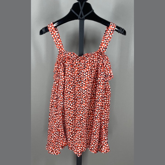 NEW J Crew Shirt Womens 0 red black silk satin heart off shoulder preppy blouse - Picture 10 of 12